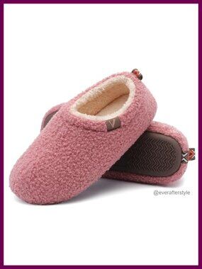 Curly Faux Fur Memory Foam Slippers Closed Back House Shoes